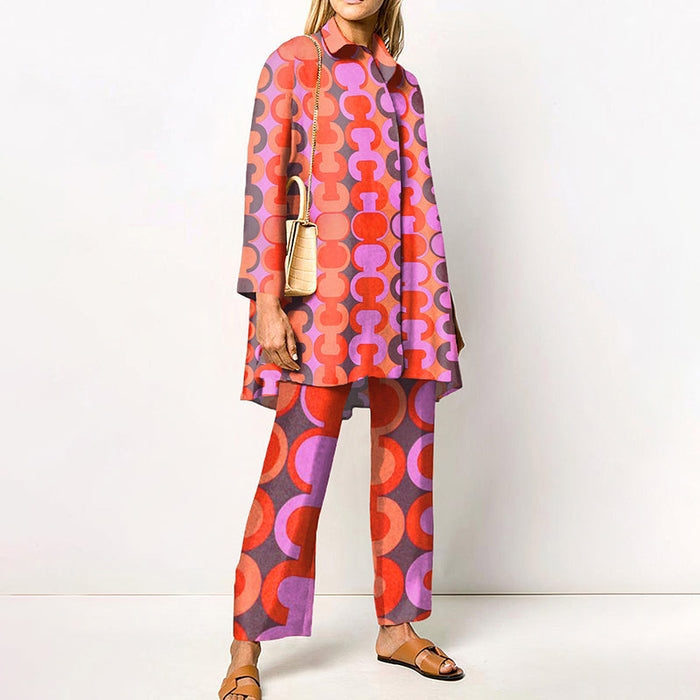 ALMA - Túnica oversize geométrica en rosa y naranja