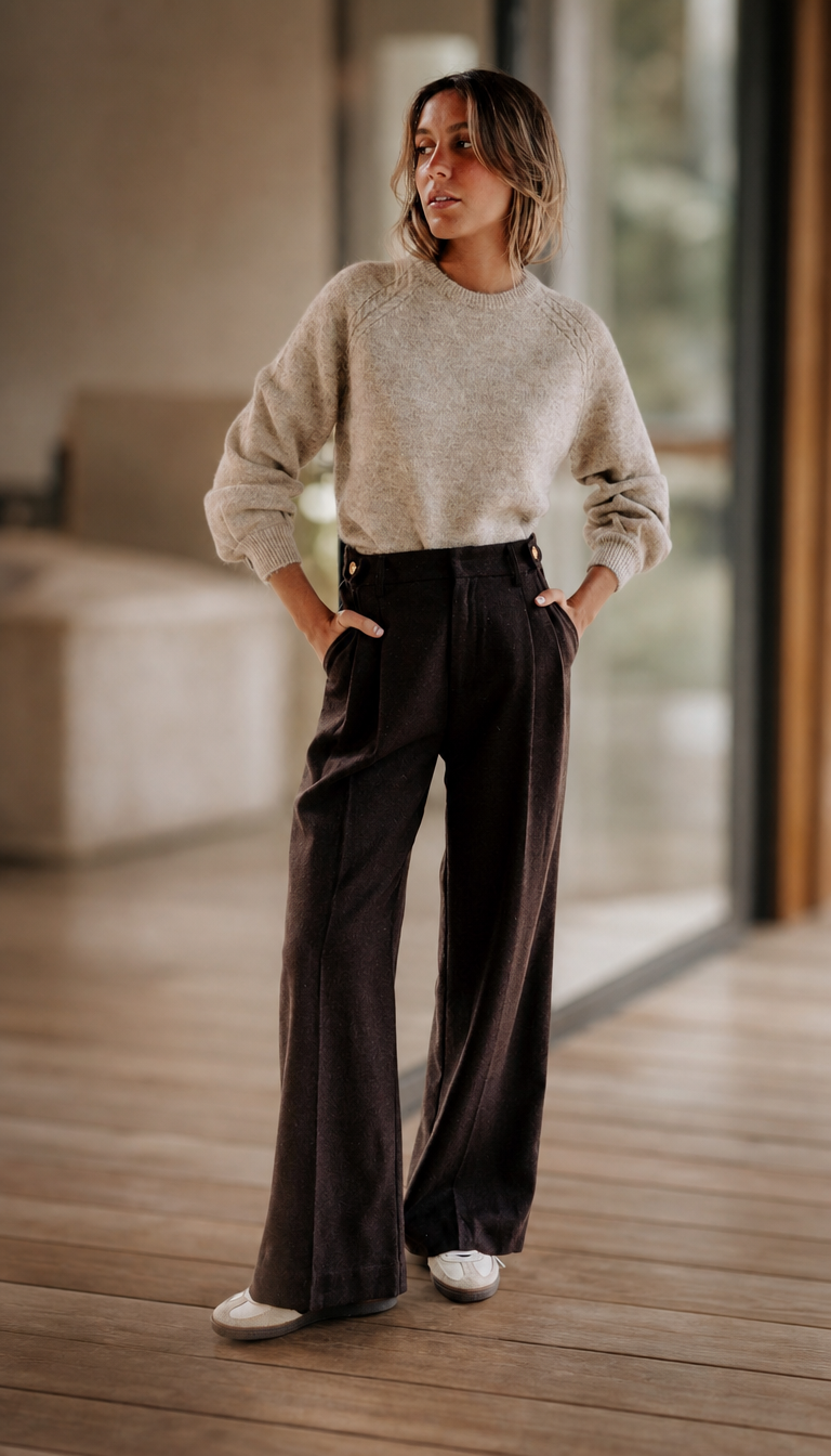 FIORENZA - Pantalón marrón estilo Austin
